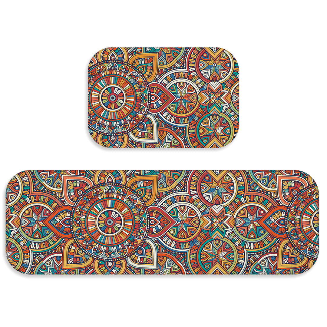 Kit Tapete de Cozinha 2 Peças Mandala