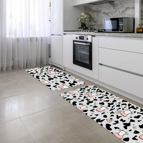 Kit Tapete de Cozinha 2 Peças Cows Único