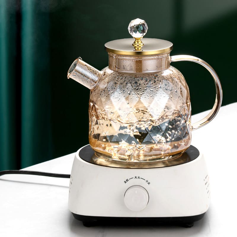 Chaleira de Vidro Borossilicato Tampa de Inox Diamond