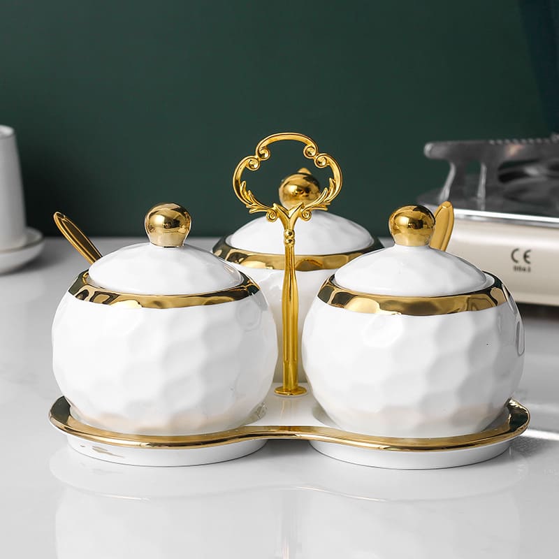 Conjunto de Potes Cerâmica Kit Açucareiro e Saleiro Castiliani