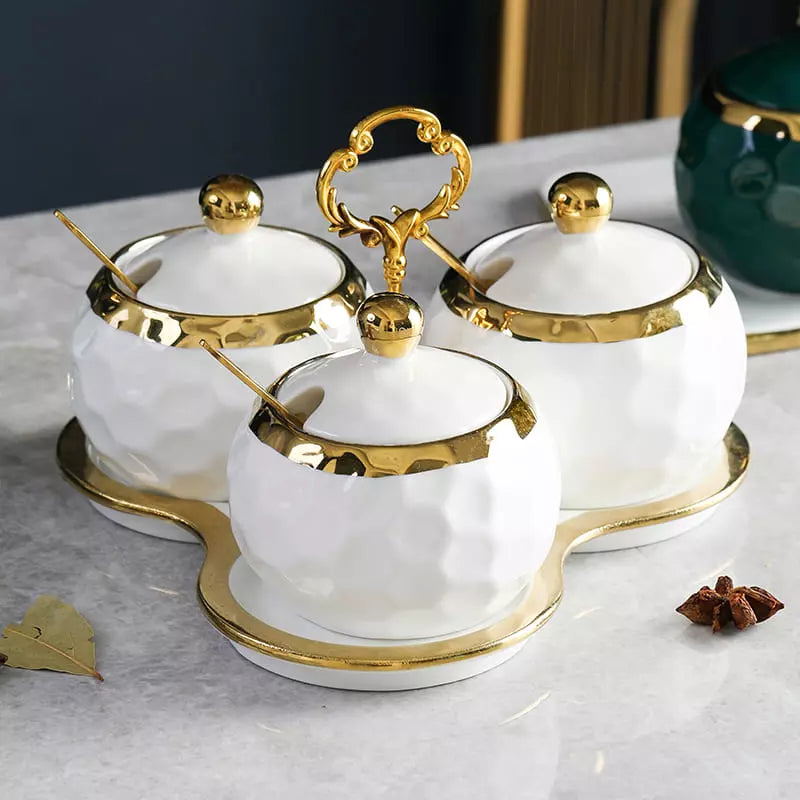 Conjunto de Potes Cerâmica Kit Açucareiro e Saleiro Castiliani