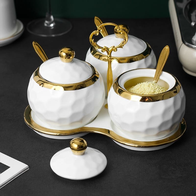 Conjunto de Potes Cerâmica Kit Açucareiro e Saleiro Castiliani
