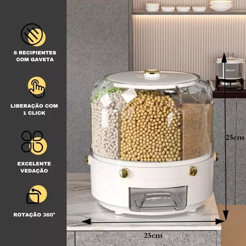 Dispensador Porta Alimentos e Cereais Giratório