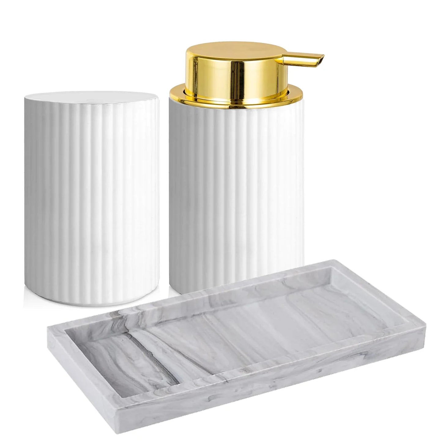 Kit Luxo para Banheiro com Dispenser de Espuma e Organizador