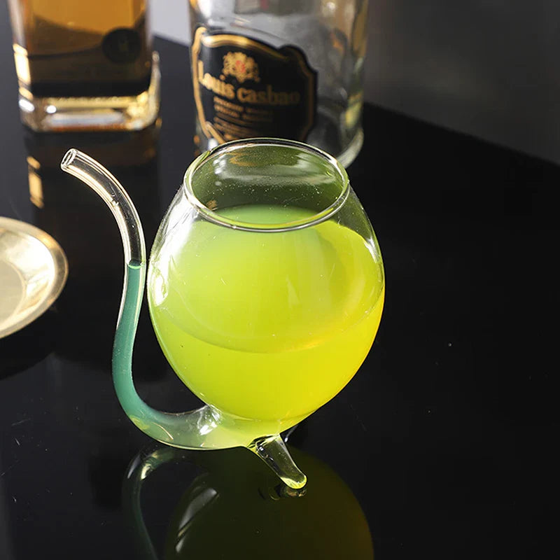 Copo de Drink com Canudo de Vidro