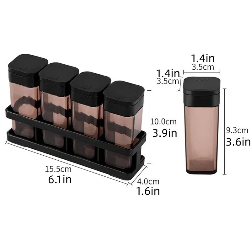 Conjunto de Potes de Temperos com 4 Grades e Tampa Selada