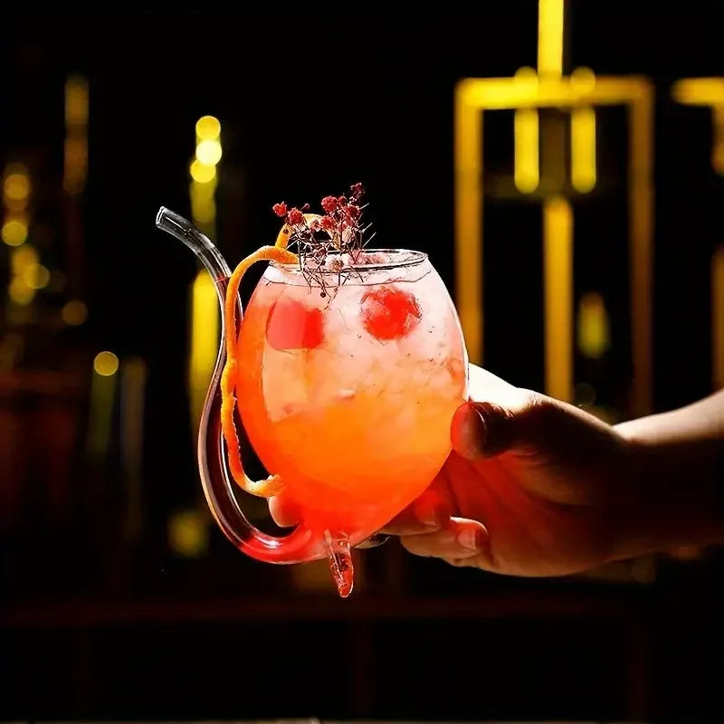 Copo de Drink com Canudo de Vidro