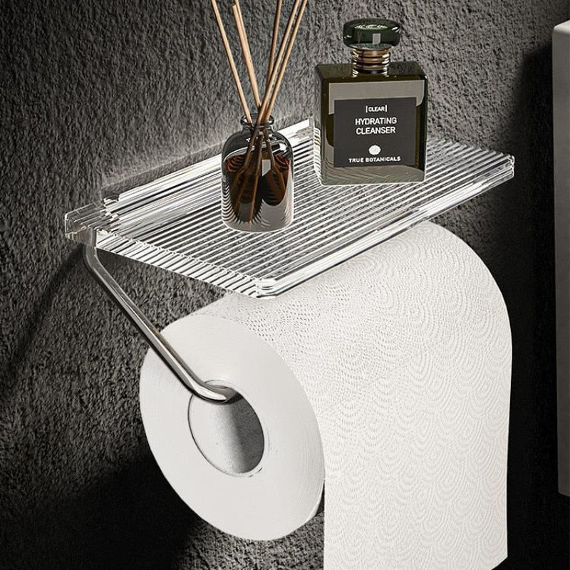 Suporte para Papel Higiênico com Prateleira em Dourado