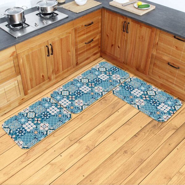 Kit Tapetes Cozinha Azulejo - 3 Peças