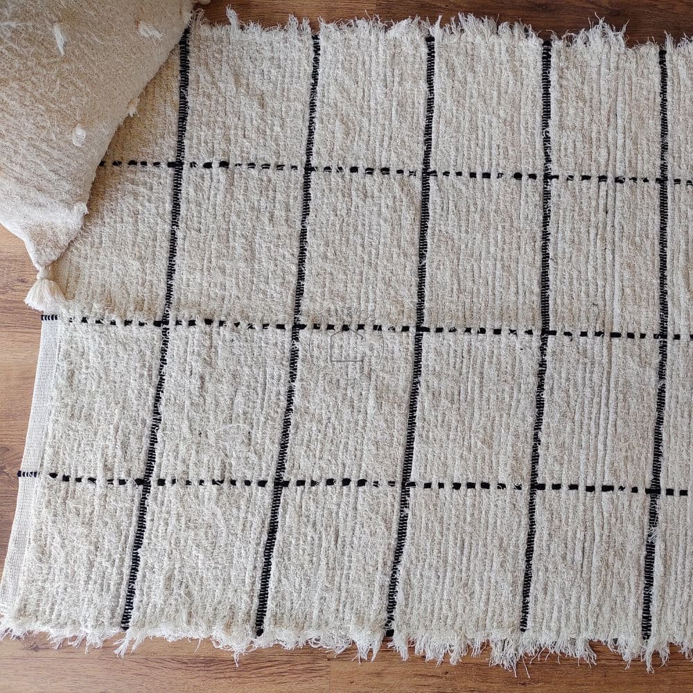 Tapete Artesanal Algodão Grid 80 X 1,50