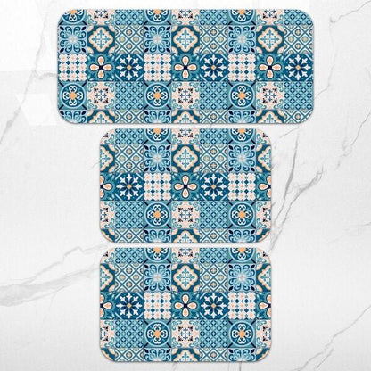 Kit Tapetes Cozinha Azulejo - 3 Peças