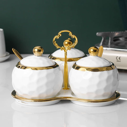 Conjunto de Potes Cerâmica Kit Açucareiro e Saleiro Castiliani