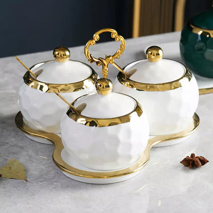 Conjunto de Potes Cerâmica Kit Açucareiro e Saleiro Castiliani