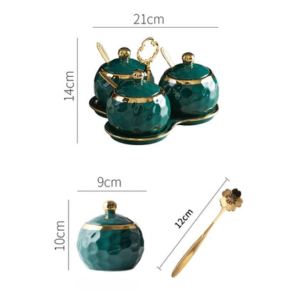 Conjunto de Potes Cerâmica Kit Açucareiro e Saleiro Castiliani