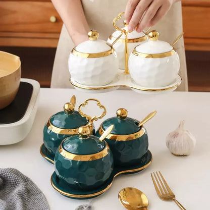 Conjunto de Potes Cerâmica Kit Açucareiro e Saleiro Castiliani