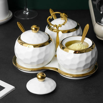 Conjunto de Potes Cerâmica Kit Açucareiro e Saleiro Castiliani