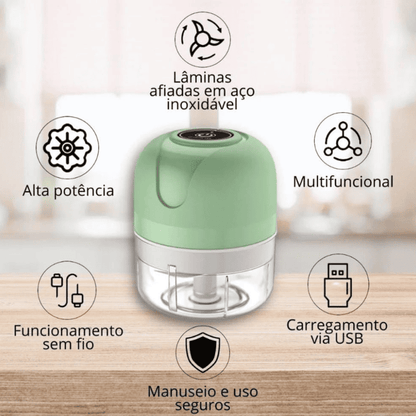 Processador de Alimentos Mini Elétrico USB Portátil