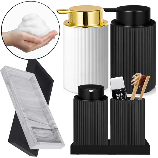 Kit Luxo para Banheiro com Dispenser de Espuma e Organizador
