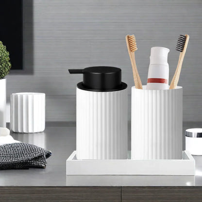 Kit Luxo para Banheiro com Dispenser de Espuma e Organizador