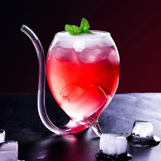 Copo de Drink com Canudo de Vidro