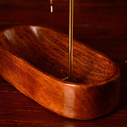 Suporte de Incenso em Madeira Natural