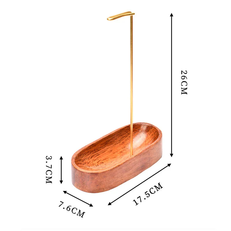 Suporte de Incenso em Madeira Natural