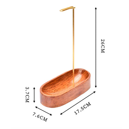 Suporte de Incenso em Madeira Natural