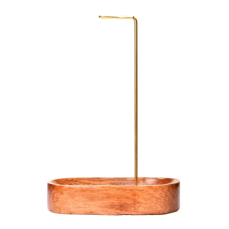 Suporte de Incenso em Madeira Natural