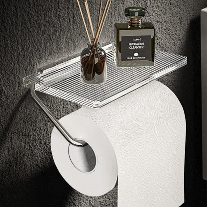 Suporte para Papel Higiênico com Prateleira em Dourado