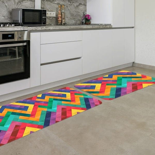 Kit Tapete de Cozinha 2 Peças Multi Colorido Único