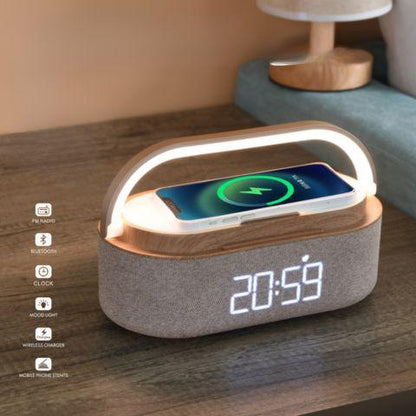 Luminária Multifuncional 5 em 1 Bluetooth e Carregamento Sem Fio