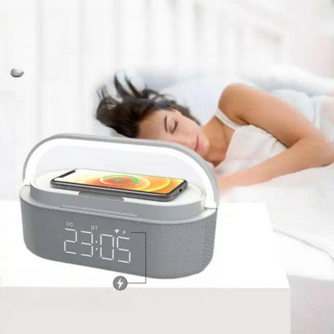 Luminária Multifuncional 5 em 1 Bluetooth e Carregamento Sem Fio