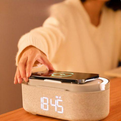 Luminária Multifuncional 5 em 1 Bluetooth e Carregamento Sem Fio